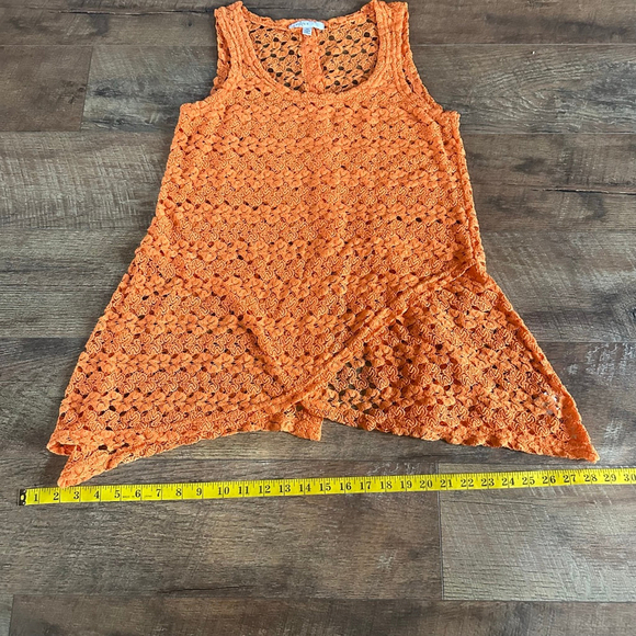 Women's Fever Orange Crochet Knit Tank Top M - Picture 7 of 10
